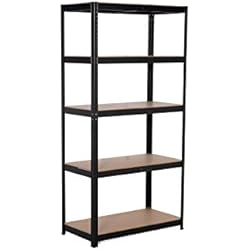 Aremsa Estanterias Kithome MAX Estanteria Almacenaje 5, 150x75x30cm, 175Kg por Balda, Pintada en Negro y MDF, GALVA 5B7530175K, Acero