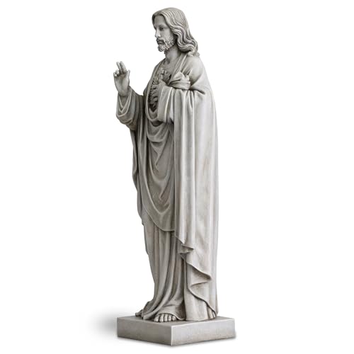 Estatua Grande Sagrado Corazón de Jesús 24.7 pulg miniatura 2
