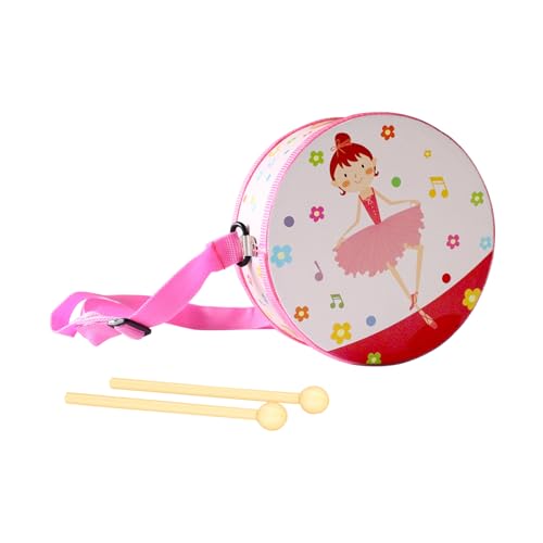 Tambor para niños, instrumento musical de madera con correa y palos, 15 cm, juego de tambor de madera, juguete ideal para niños a partir de 3 años, campana, bebés, aprendizaje educativo