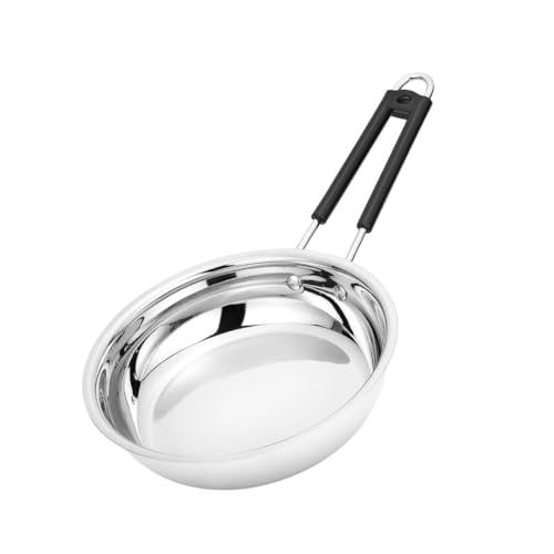 Image of Stainless Steel Frying Pan | Induction & Gas Stove Compatible | Even Heat Distribution | Easy-Grip Handle | Durable Cookware (450 ML)