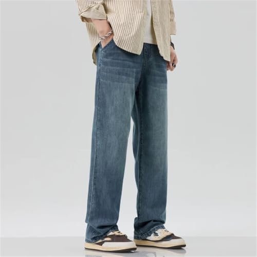 Men's Korean Style Ice Silk Wide Leg Jeans Comfortable Elastic Loose Casual Pants for Summer Everyday3