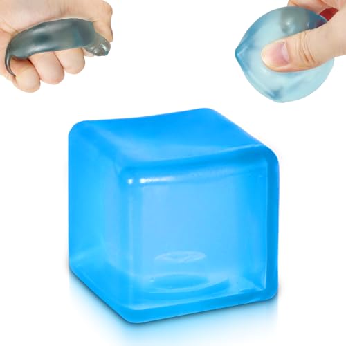 Ice Cube Stress Ball, Medium Cube 5cm(1.98) Fidget Toys, Blue Ice Cube Squishy Cube for Anxiety Relief Stress Reliever,Stress Relief Toys for Adults Kids Children Teens