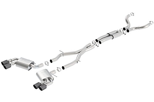 Borla 140688CFBA ATAK Cat-Back Exhaust System Carbon Fiber Tips/Black Anodized 3 in. Into Muffler 2.25 in. Out 4 in. Dual Round Rolled Angle Cut Tip Dual Split Rear Exit ATAK Cat-Back Exhaust System