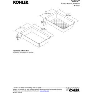 Amazon.com: KOHLER K-5544-0 Prolific Colander and Washbin, White