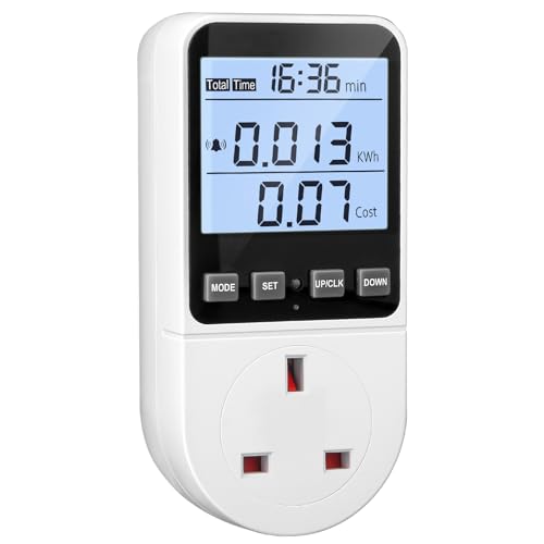 Power Meter Electricity Usage Monitor 8 Modes Energy Monitor Plug with LCD Backlight Overload Sound Alarm.Energy Meter Power Consumption Monitors Socket KWH Amp Volt Watt Monitoring Meter Plug