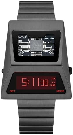BENLYDESIGN Unique Metal Wristwatch OLED Display Men's Digital Unique Metal Watches, Lift-to-Wake Screen, Stainless Steel Strap