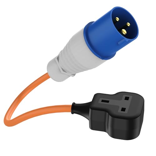 FDTEK 16A to 13A Adapter Cable Fly Lead 16 Amp Plug to UK Socket Converter 250V Caravan Hook up Cable with UK Socket for Camping Caravan Generators & Power Supplies