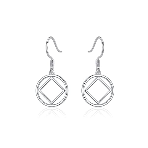 Sobriety Gift 925 Sterling Silver Alcoholics/Narcotics Anonymous Earrings AA/NA Recovery Symbol Sobriety Alcoholics/Narcotics Anonymous Gifts for Women Men