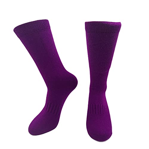 Image of Pure Cashmere Thick Unisex Men Women Crew Mid Calf Causal Socks, Smooth Toes and Heel Sewed by Handwork