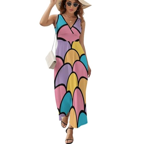 Robe décontractée col V contre la chaleur estivale coupe maxi extensible