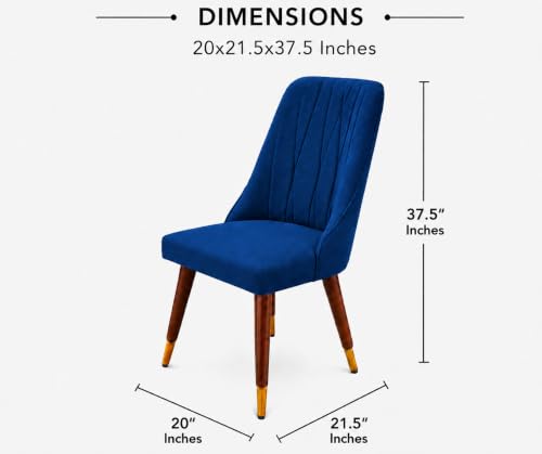 Image of WOODEN SPACE 4 Seater Wooden Dining Table Set | Urban Marble Top Dining Table with Chairs for Dining Room & Kitchen (Modern Frontline Navy Blue) (42 x 42 x 30 inch)