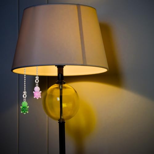 Image of DICOSMETIC 4 Colors Light Pull Chain Set Iron Pull Ball Chains Extension with Resin Turtle Charms 13.66 inch Fan Beaded Ball Switch Chain Extender for Home Light Lamp