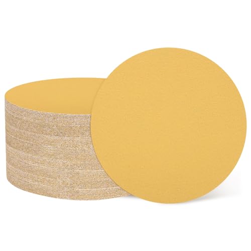 sourcing map 100 discos de lija de 150 mm, papel de lija de grano 100, papel de lija orbital de óxido de aluminio sin agujeros para carpintería, pulido de metales automotriz, color amarillo