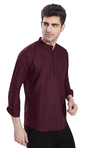 Image of DIVISIVE Men's Slim Fit Full Sleeves Cotton Short Kurta