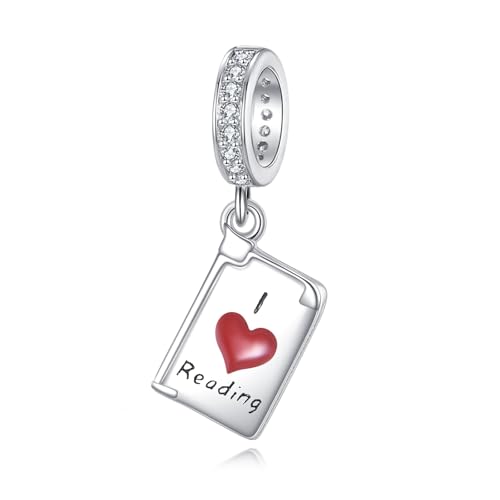 AOBOCO 925 Sterling Silver Book Charm for Bracelets Engraved I