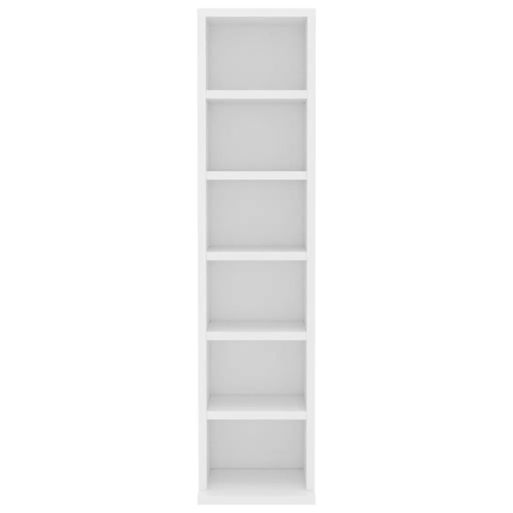 Helloshop26 Armadio CD elegante e pratico, 21 x 20 x 88 cm, con 6 scomparti, stile moderno in legno di ingegneria bianco 02_0047643