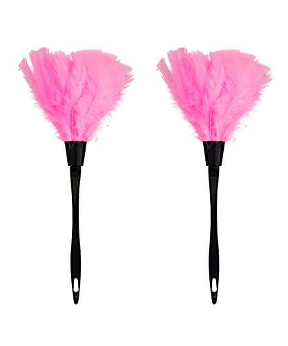 Image of Turkey Feather Dusters for Cleaning Home Blinds Kitchen car Office, Eco-Friendly Reusable (2 pcs Pink)