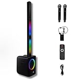 MUSYSIC Active Powered Column Line Array Portable PA System, 2000W Peak Power, 12 Inch Bass, Bluetooth, Dual Wireless UHF Microphones, for Professional Live Bands, DJs, Events, Outdoor