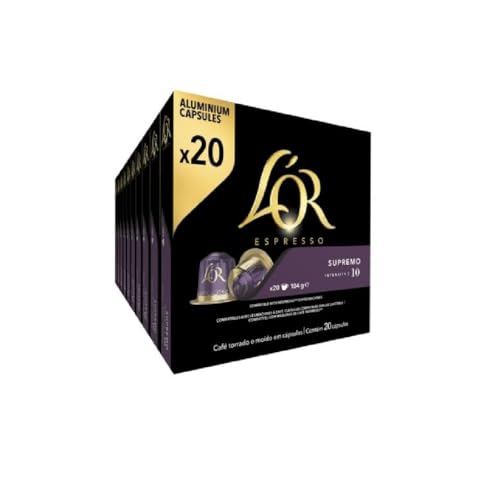 L'OR Espresso Café Cápsulas Supremo | Intensidad 10 | 200 Cápsulas Compatibles Nespresso