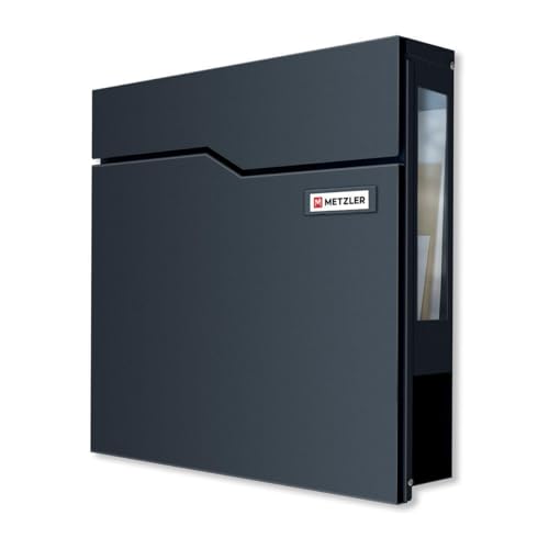 Metzler Briefkasten Anthrazit mit Zeitungsfach &...