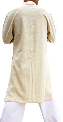 Chinese Collar Mens Long Naval Jacket Many Button Tai Chi Cotton2