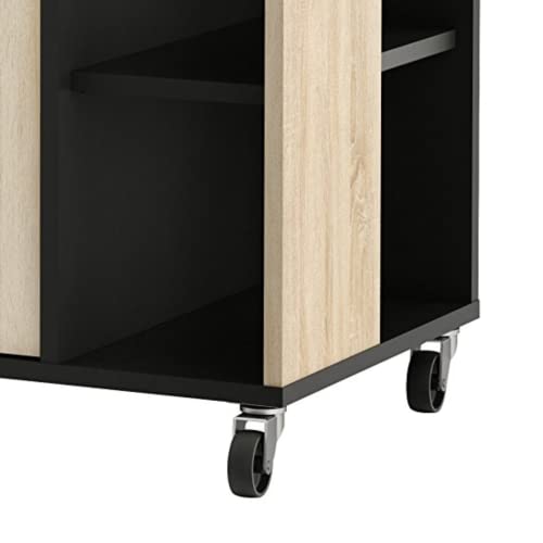 Mueble-de-Cocina-Auxiliar-para-microondas-en-Color-Negro-y-Roble-80x76cm Mueble-de-Cocina-Auxiliar-para-microondas-en-Color-Negro-y-Roble-80x76cm