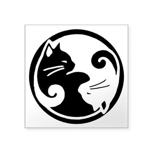 CafePress Yin Yang Cats Square Sticker 3 X 3 Square Bumper Sticker Car Decal