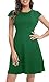 HIKA Women's Casual Elegant A Line Short Cap Sleeve Round Neck Dress (Medium, Deep green)