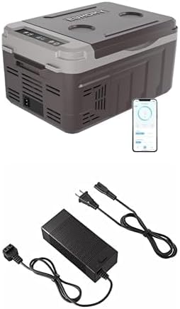 EUHOMY 12 Volt 11 Quart Electric Compressor Refrigerator Bundle with AC Power Cord Adapter for Car Fridge Freezer