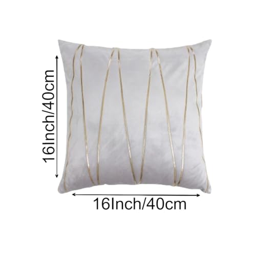 Image of Amazon Brand - Umi Gold Leather Striped Pack of 2 Throw Pillow Covers Velvet Decorative Cushion Covers Cases for Sofa Bedroom Livingroom Car 16 x 16 inch in Silver Color