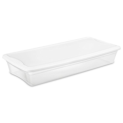 Sterilite 19608006 41 Quart/39 Liter Underbed Storage Box, Clear with White Lid, 6Pack Buy