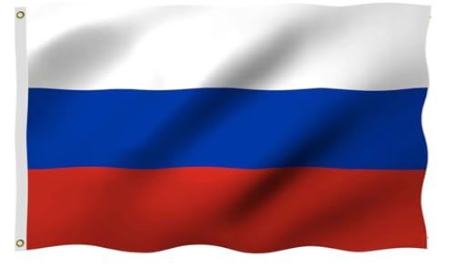Russia Flag 4X6 FT, Outdoor Polyester Flags, Double Stitched Russian Federation National Flags with Brass Grommets and Stronger Header (4X6)