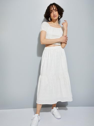 Image of Max Women's Cotton Midi URB N Schiffli Skirt