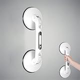 EldHilfe 15inch Shower Handle with LED Light，Adjustable Height Bath Grab Bars，Anti Bathroom Safety Bars with Quick Installation Heavy Duty Support for Elderly(White USB)