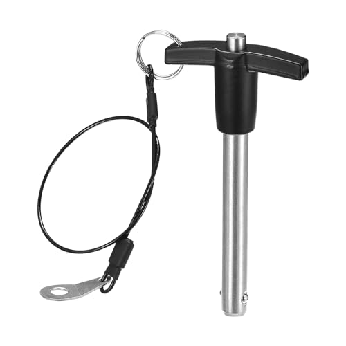 DTGN 9,5 mm x 70 mm (DxL) T-Griff Schnellverschlussstift - zum schnellen Verbinden Anschließen von Komponenten - Kugelverriegelungsstift 304 Edelstahl mit Druckknopf - Schwarz/Silber