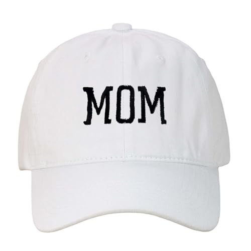 Bauzuoyo MOM Berretto da baseball ricamato stampato Washed Vintage Cappellino da baseball regolabile in cotone Cappelli da baseball classici outdoor running tempo libero per uomini e donne, bianco