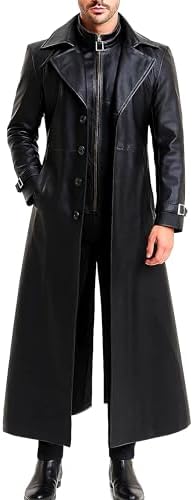 German Classic Leather TrenchCoat - WW2 Military Officer Black Le...