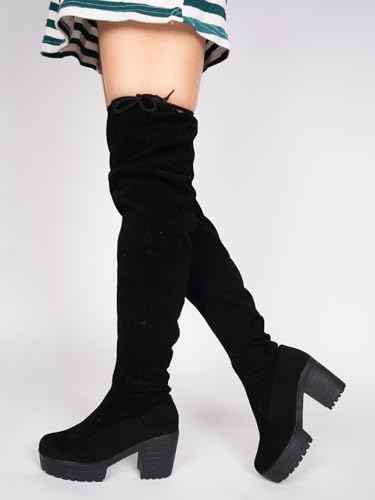 Image of TRYME and Stylish Block Heel Long Ankle Boots for Womens and Girls