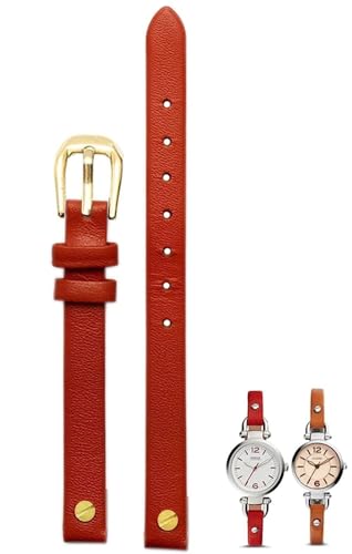 INSTR 8mm Women Fashion Genuine Leather Watchband For Fossil ES4340 ES4119 ES4000 3745 3861 4026 Bracelet Wristband With Screw (Color : Black rose gold, Size : 8mm)