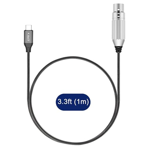 Image of J&D USB C to XLR Microphone Audio Cable, Braided USB C to XLR Female Cable for Audio Recording, Dynamic Microphone, Compatible for iPhone 16 /17 Series, MacBook, 3.3 Feet