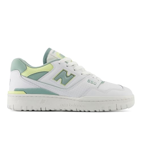 New Balance 550 Women's Sneakers, White/Salt Marsh/Limelight, Size 82