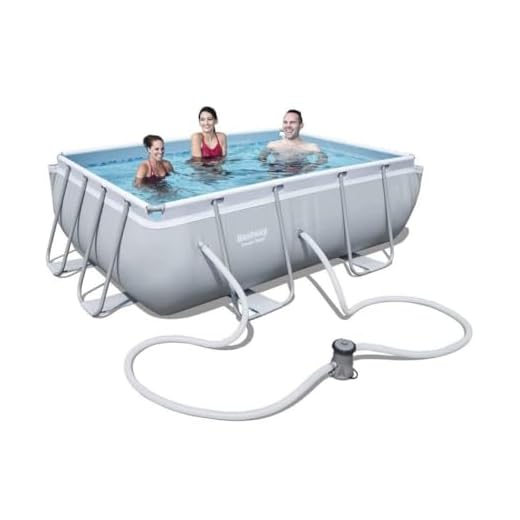 Trade Shop – Piscina Exterior Rectangular Power Steel 282 X 196 X 84 Cm, Bomba De Filtrado 56629 –