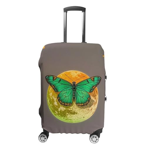 Carry on Luggage Cover Sun And Moon Green Moth Suitcase Covers for Luggages Tsa Approved Travel Luggage Sleeve Protector Elastic Suitcase Protector Anti-Scratch Washable Fits 19-30 Inch Case -L