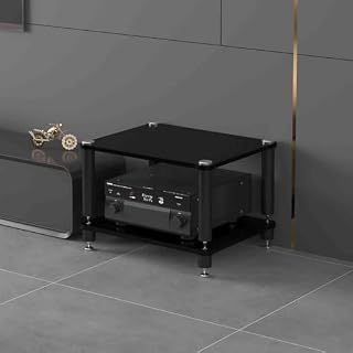 AV Media Stand & Audio Tower - Corner Entertainment Center TV Stand Record Player Console Storage Stereo Cabinet Gaming Shelves for Cable Boxes & Accessories.