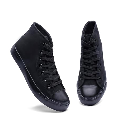 Image of Women's High-Top Canvas Sneakers - Classic Lace-Up Casual Shoes with Extra Shoelaces - Comfortable, Stylish, and Durable