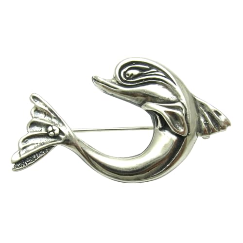 Broche en argent massif 925 dauphin pour sublimer vos vestes et étoles