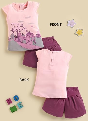 Image of LuvLap Baby Girls Regular Fit 100% Cotton Half Sleeves Girls Top CoSet Pack of 3
