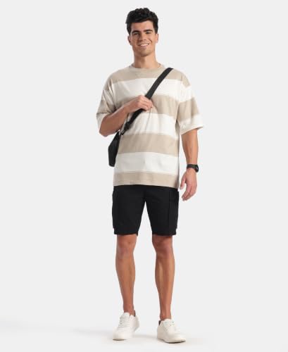 Image of Jockey UM24 Men Super Combed Cotton Rich Striped Oversized T-Shirt