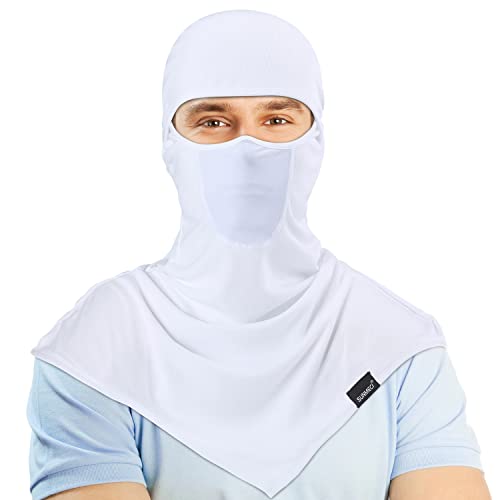 Balaclava - Summer Sun Protection Motorcycle Fishing Sun mask Breathable Windproof Long Face Mask for Men Women 1-b-White