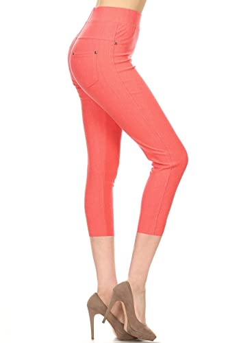 Image of Leggings Depot Women's Cotton Blend Stretch Pull-on Jeggings Casual Pants with Pockets (Available in Plus Size)